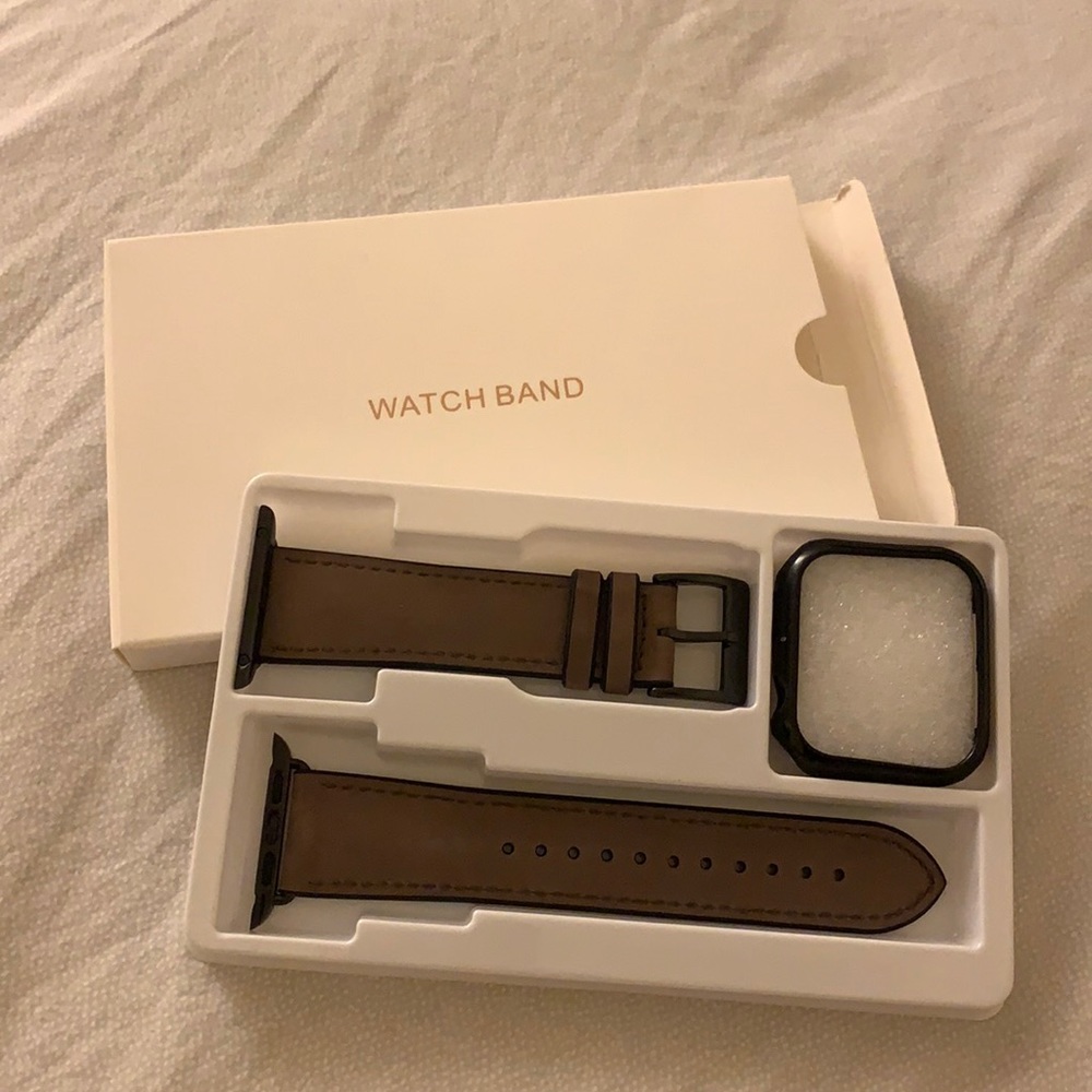 Brown leather Apple Watch band